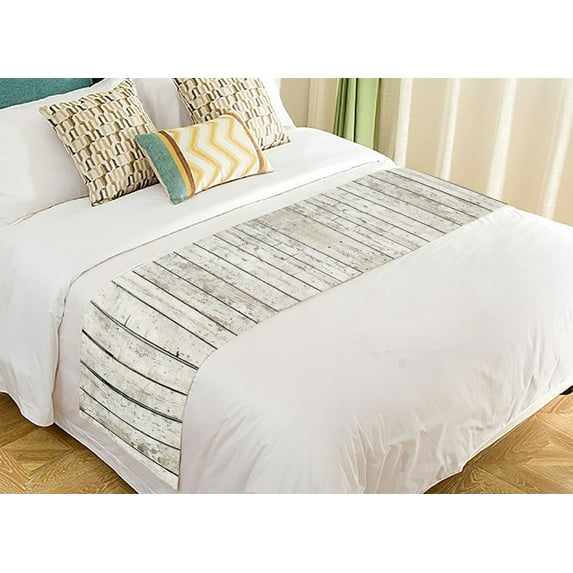 ABPHQTO Wooden Planking Bed Runner Bedding Scarf Bed Decoration 20x95 inch