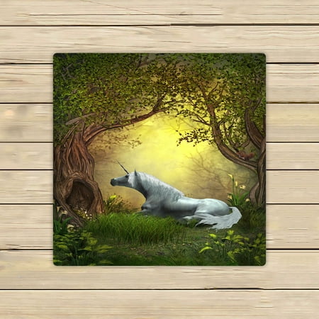 ABPHQTO Woodland Unicorn Squirrel Unicorn Forest Trees Towels,Beach Bath Pool Sprot Travel Hand Spa Towel 13x13 Inch