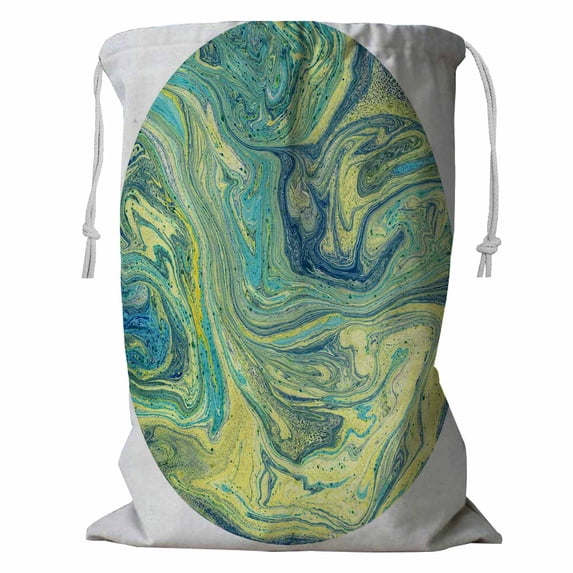 ABPHQTO Yellow Turquoise Blue Colors Storage Basket Laundry Bag with Drawstring 18x24 Inch