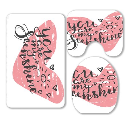 ABPHQTO You Are My Sunshine 3 Piece Bathroom Rugs Set Bath Rug Contour Mat and Toilet Lid Cover