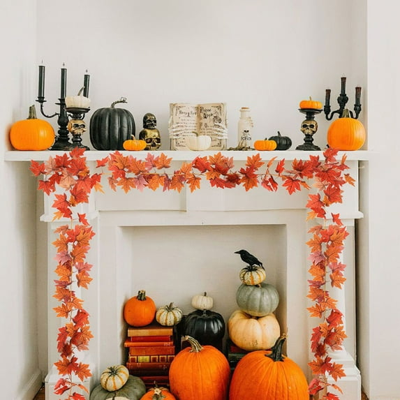 ABPWLY Fall Decor Artificial Maple Leaf Hanging Foliage for Home Indoor Outdoor Fireplace Thanksgiving Halloween Harvests Decorations