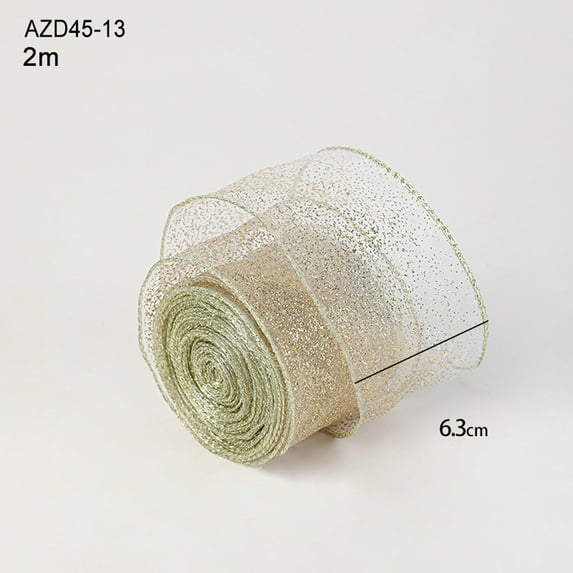 ABPWLY Glitter Wired Ribbon, Gold Organza Sheer with Gold Glitter Swirl Pattern and Metallic Edge, Wrapping Bows Wrap for Christmas Tree Party Wreath