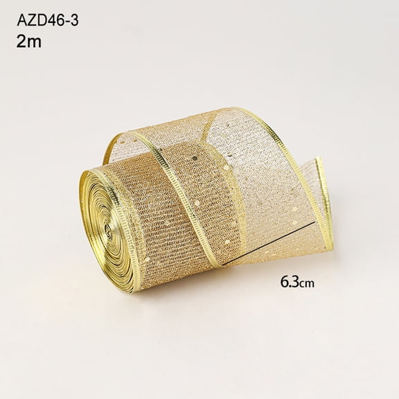 ABPWLY Glitter Wired Ribbon, Gold Organza Sheer with Gold Glitter Swirl Pattern and Metallic Edge, Wrapping Bows Wrap for Christmas Tree Party Wreath