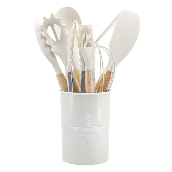 ABPWLY Home 12-Piece Non-Stick Wooden Handle Kitchen Utensil Set for Cooking Baking and Serving BPA Free Gifts
