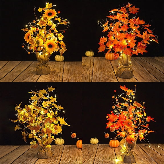 ABPWLY Home 17.7-Inch Illuminated Fall Maple Tree with Warm White LED Lights Battery Powered for Autumn Home Decor Dorm Room Essential