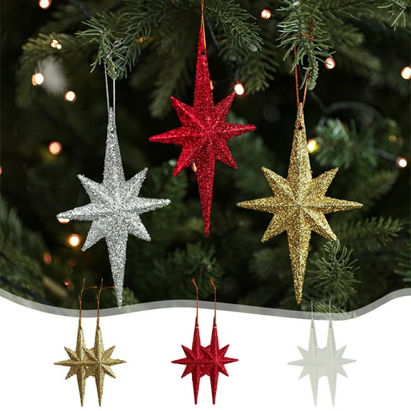 ABPWLY Home 2 Piece Christmas Tree Hanging Decorations Gold White Red Plastic Party Decoration Ornaments 12.4cm Christmas Ornaments