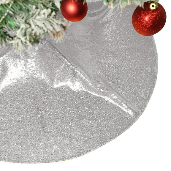 ABPWLY Home 24 Inch Sequin Christmas Tree Skirt Polyester Multicolor 60 cm Vintage Glitter Holiday Decoration for Home Party Festive Tree Base Cover Dorm Room Essential