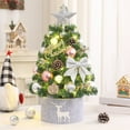 thumbnail image 1 of ABPWLY Home 45cm Mini Christmas Tree Flocking White Ornament Small Desktop Decoration with LED Lights Silver Red Yellow Pink Fall Decorations For Home, 1 of 6