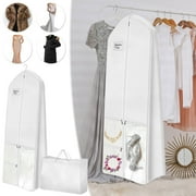 ABPWLY Home 71-Inch Wedding Dress Garment Bag with 4 Pockets Storage Gifts