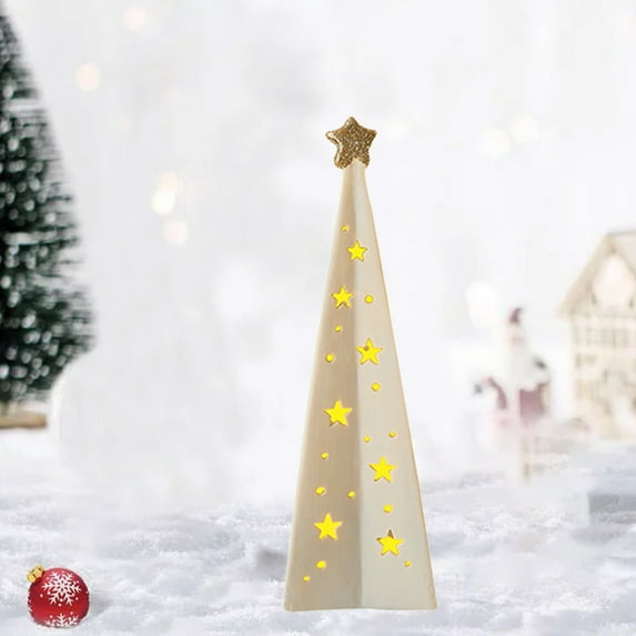 ABPWLY Home Christmas Ceramic Tower Snowman Old Man Light Ornament Tabletop Decor Battery Operated House Warming Gifts New Home