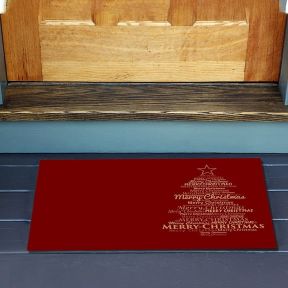 ABPWLY Home Christmas Doormat Indoor Outdoor Entry Mat Non-Slip Absorbent 60x90cm Red Polyester Front Door Decoration Decor