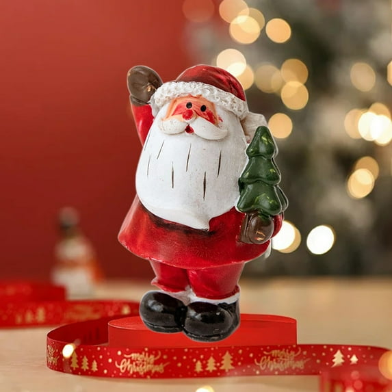 ABPWLY Home Christmas Santa Claus Table Figurine Resin Decoration for Centerpiece Mantel Display Red 6x5x5cm Christmas