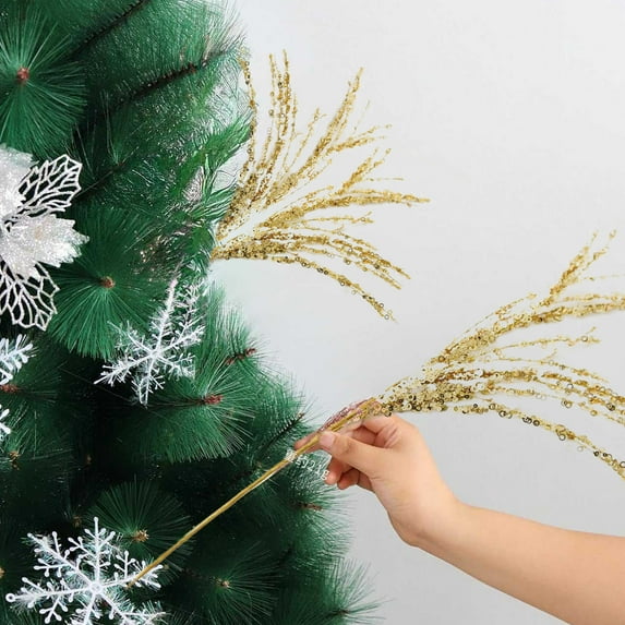 ABPWLY Home Christmas Sequin Garland 21.65 Inch Red White Rose Gold Silver Hot Pink Firework Branch for Tree Holiday Decor Christmas Decorations Indoor