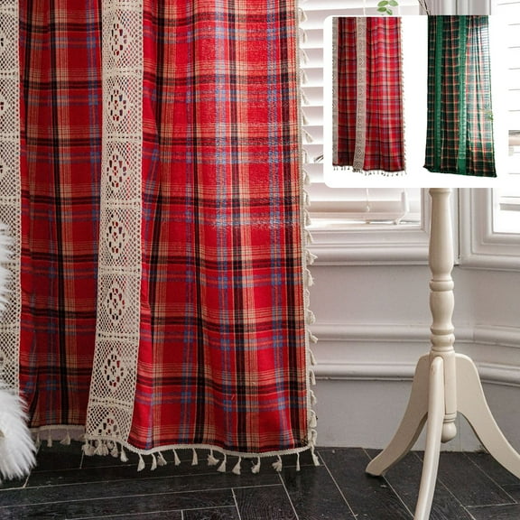 ABPWLY Home Christmas Snowflakes Curtain 150x160cm Green Red Winter Theme Window Treatment for Bedroom Living Room Dorm Room Essential