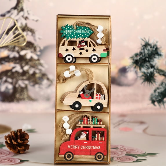 ABPWLY Home Christmas Tree Pendant Ornaments Wooden Santa Snowman Hanging Crafts Festive Style Home Decor