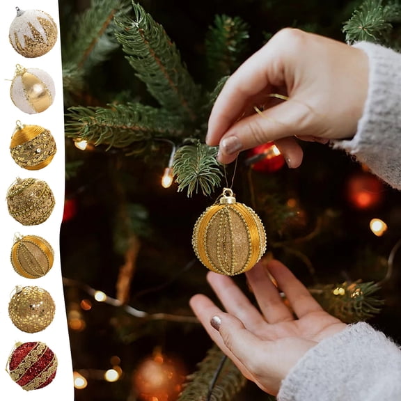 ABPWLY Home Gold Plastic Christmas Ball Ornament 8cm Large Painted Hanging Tree Decor Shatterproof Holiday Decoration Fall Decorations For Home