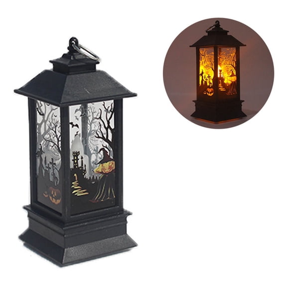 ABPWLY Home Halloween LED Candle Lantern Portable Hanging Lamp with Skeleton Pumpkin Design Battery Powered Spooky Decor Home Organization
