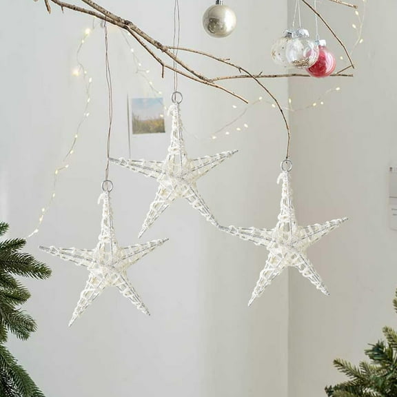 ABPWLY Home Iron Starfish Christmas Ornament White Silver Window Tree Topper Decoration for Closet Atrium Holiday Party Decor 7.87x5.91 Inch Home Decor