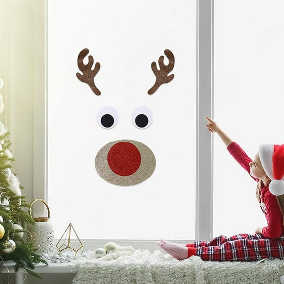 MORESEC XUld Home Multicolor Non-Woven Fabric Christmas Door Decoration with Snowman and Deer for Wall and Window Paste House Warming Gifts Home