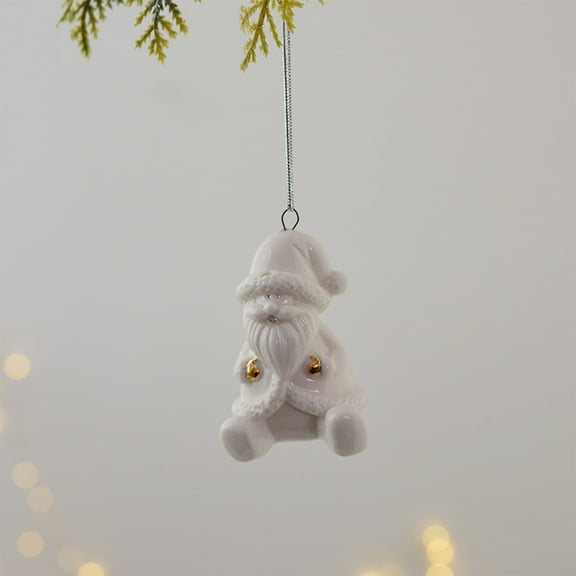 ABPWLY Home Nordic Mini Ceramic House Christmas Ornaments White Hanging Pendants for Tree Decor Holiday Gift Set 5.5x3cm 3 Sizes Cottage Decor Christmas Gifts