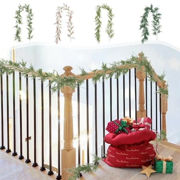 MORESEC XUld Home One Point Eight Meters Rattan Plastic Soft Rubber Pines Needle Green Leaves Decorative Strip Pines Cedar Rattan Christmas Ornaments