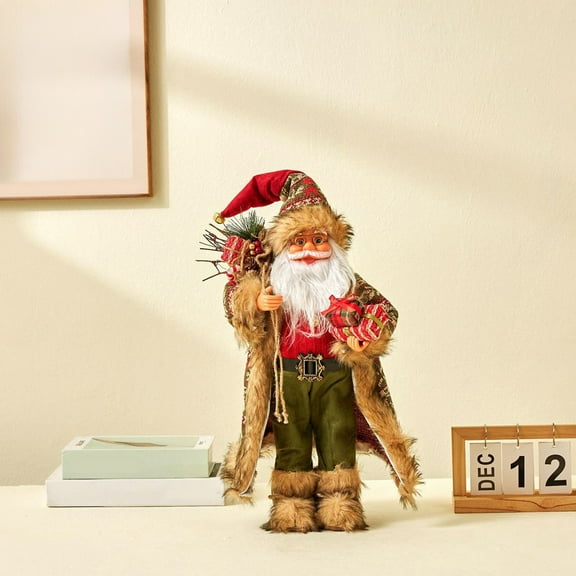 ABPWLY Home Santa Claus Figurine Doll 18 Inch Standing Christmas Statue for Window Display Home Desktop Decoration Red Home and Kitchen