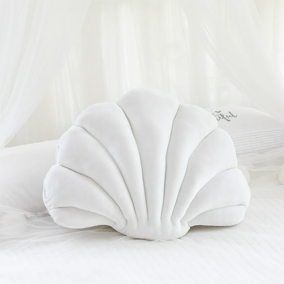 ABPWLY Home Seashell Decorative Throw Pillow Velvet Cover Sea Theme Cushion for Sofa Bed Beach Home Decor 34x25cm Blue Pink White Room Decor
