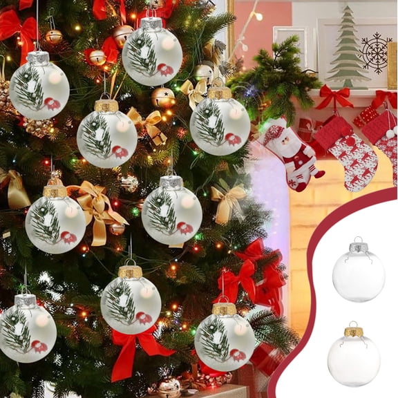 ABPWLY Home Shatterproof Transparent Christmas Decoration Balls Fillable Dazzles Hanging Tree Baubles Ornaments White Christmas Decor