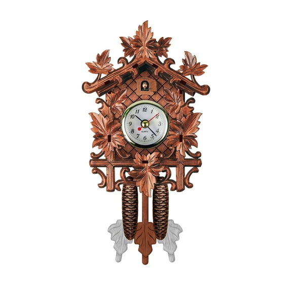 ABPWLY Home Wall Clock Retro Wooden Quartz Battery Operated Pendulum Alarm Clock Kitchen Decor
