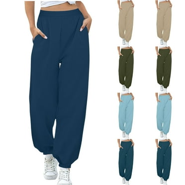 ABPWLY Pants for Women Jogger Pants for Women Casual Pocket Solid Sweatpants Loose Elastic Waist Comfy Workout Long Trousers Womens Dress Pants