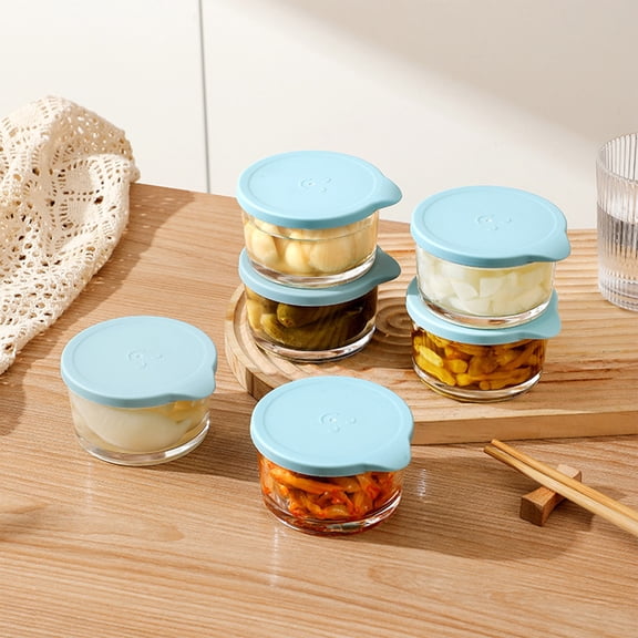ABPWLY Small Round Glass Containers with Lids, Clear Food Jars Airtight Glass Food Container for Food Portion Snack,Yogurt,Meal Prep Containers