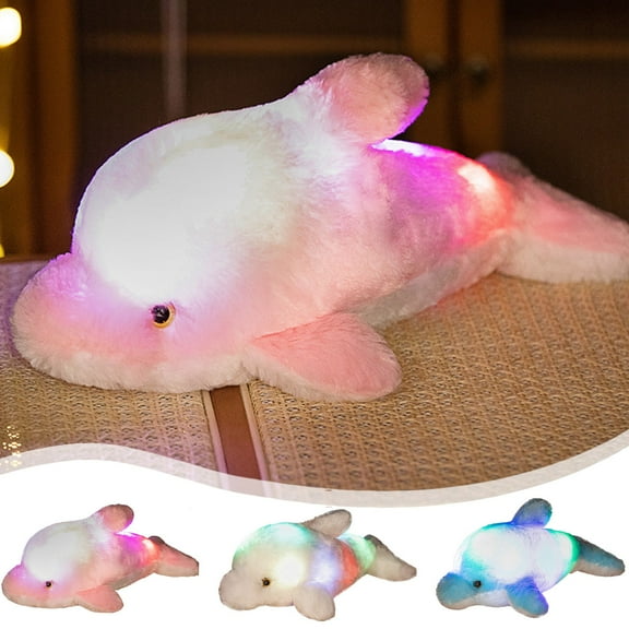 ABPWLY Toys 45cm Sparkling Dolphin Doll Plush Toy with LED Lights Aquarium Themed Stuffed Animal Soothing Sleep Companion Gift for Kids Cute Stuff