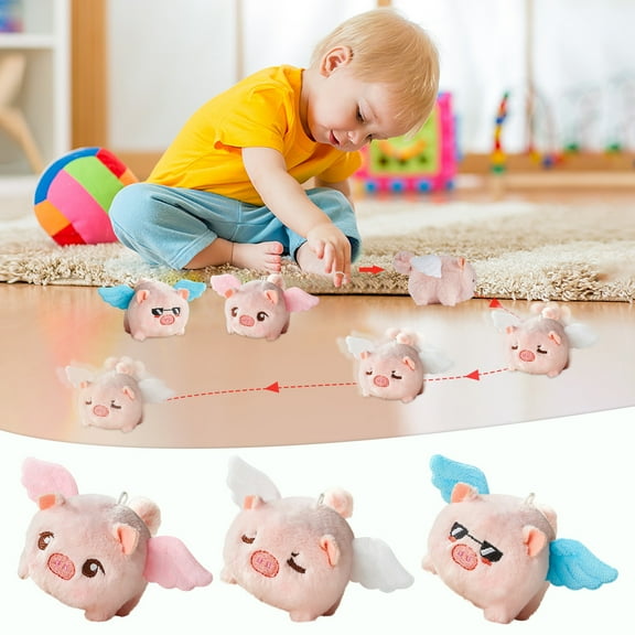 ABPWLY Toys Angel Pig Little Flying Pig Pull Rope Toy Pendant Doll with Wagging Tail for Stress Relief and Fun Outdoor Toys