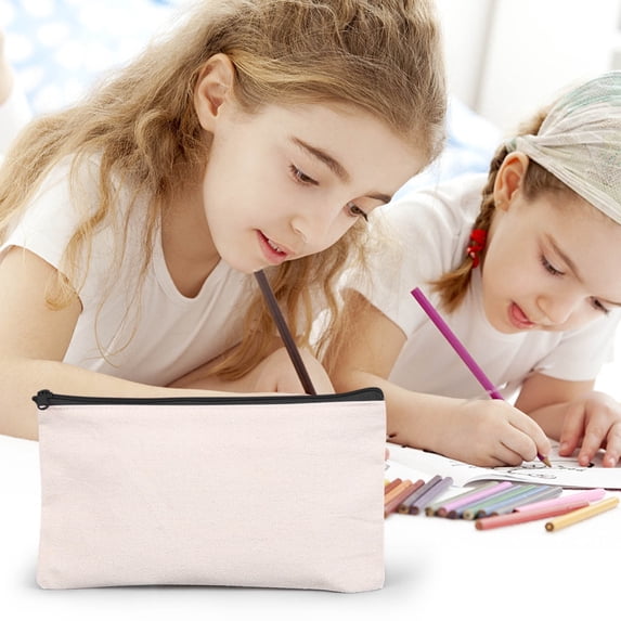 ABPWLY Home Blank Canvas Zipper Pouch DIY Makeup Bag Pen Case 8x5 Inch Multi-Purpose Travel Organizer Craft Painting Project Home Decor