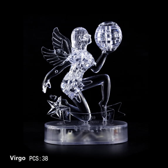 ABPWLY Toys Crystal Puzzle Jigsaw with LED Light 12 Astrology Signs Brain Teaser Game for Adults Teens 16x13x7cm Birthday Gifts