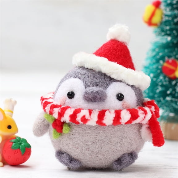 ABPWLY Toys DIY Poke Wool Felting Kit Penguin Pattern with Step by Step Video for Crafts Sensory Toys