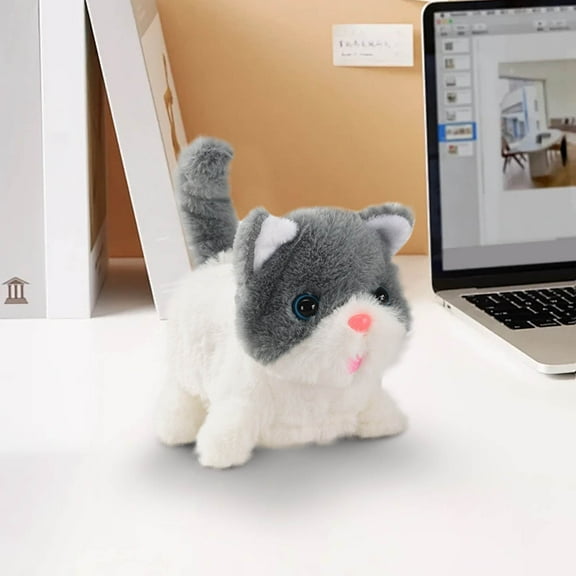 ABPWLY Toys Interactive Soft Stuffed Cat Toy with Realistic Sounds and Movements for Kids and Pet Lovers Random Collar Color Birthday Gifts