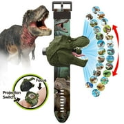 ABPWLY Toys Kids Dinosaur Projection Electronic Watch 24 Images Light Up Toy for Toddlers Adjustable Strap Educational Gift Army Green Brown Outdoor Toys