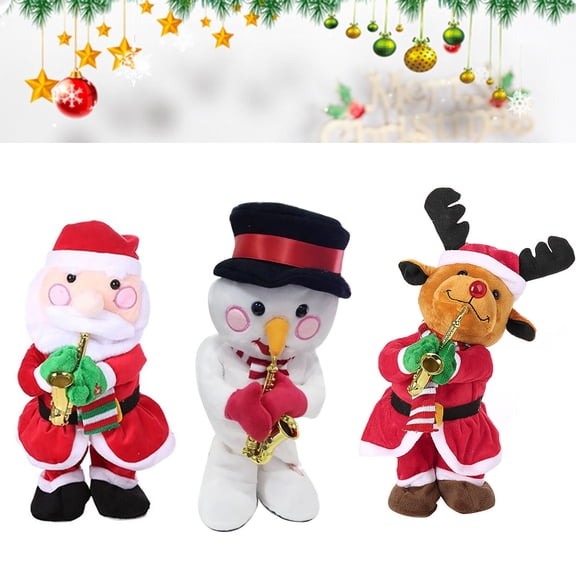ABPWLY Toys Musical Dancing Singing Santa Claus Christmas Decoration Novelty Toy with Scarf 15x16x32cm Soft Plush Battery Operated Party Festive Gift for Kids Kids Games