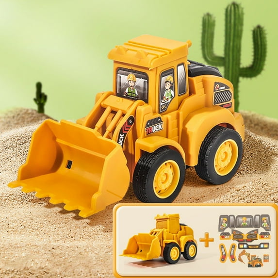 ABPWLY Toys Single Press and Go Construction Vehicle Toy Friction Powered Engineering Car with Moving Parts Educational Gift Christmas