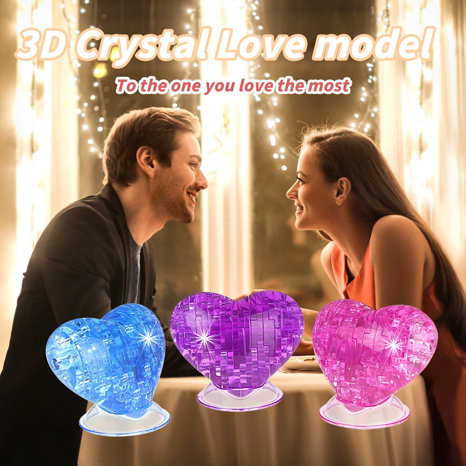ABPWLY Toys Valentine's Day Heart Shaped Crystal Puzzle 46 Module 3D ...