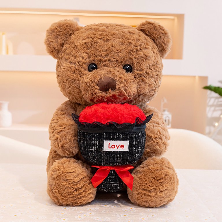 ABPWLY Toys Valentine's Day Rose Bear Stuffed Animal Plush Toy