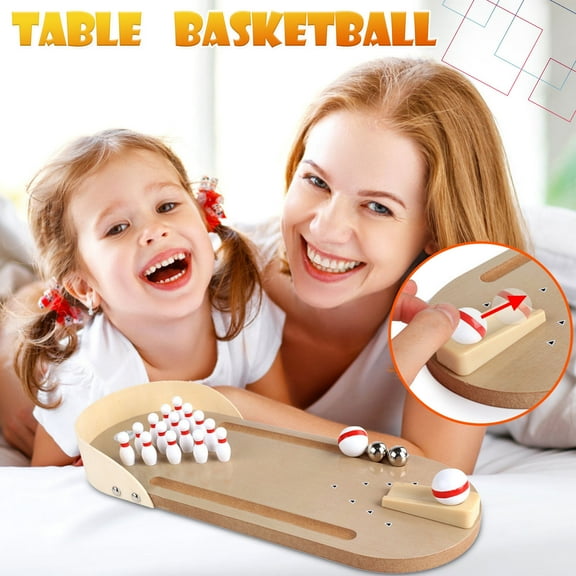 ABPWLY Toys Wooden Desktop Bowling Game Mini Indoor Sports Toy Portable Tabletop Bowling Set for Kids Adults Family Fun Kids Toys