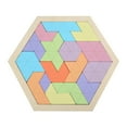 thumbnail image 1 of ABPWLY Toys Wooden Hexagonal Puzzle Pattern Block Tangram Brain Teaser Educational Gift Game Toys, 1 of 2