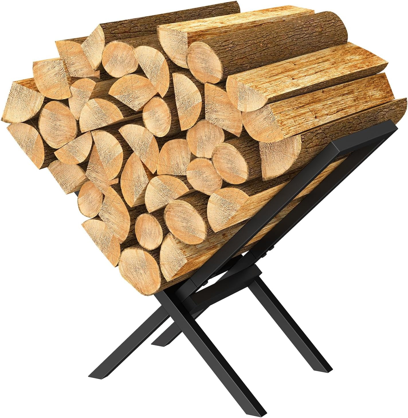 ABQ Firewood Rack Indoor for Fireplace Wood Storage, X-Shaped Firewood ...