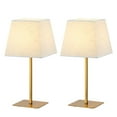 thumbnail image 1 of ABQ Gold Wood Vintage Bedroom Lamp Set of 2 Linen Fabric Shade, 1 of 6