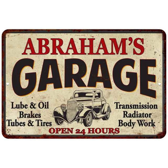 ABRAHAM'S Garage Gift Man Cave Metal Sign Decor 12x18 112180014350