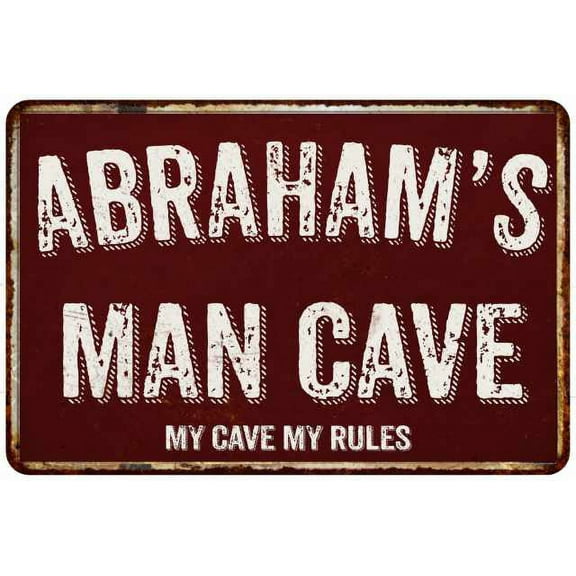 ABRAHAM'S Man Cave Red Grunge Sign 12 x 18 Matt Finish Metal Sign 112180003366