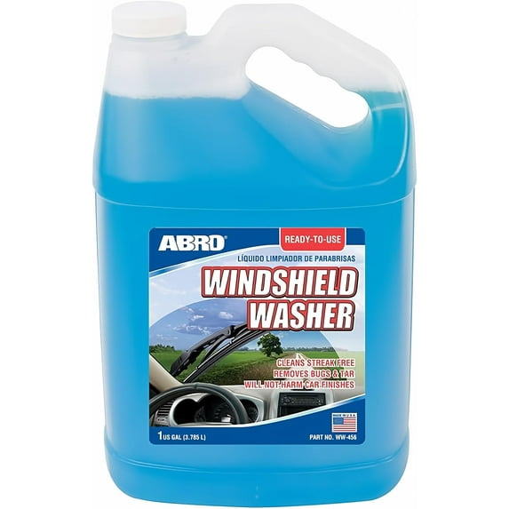 ABRO Windshield Washer Fluid Ready to Use Formula - 1 Gallon, Pre-Mixed, Streak-Free Cleanliness, 2-In-1 Removes Bugs & Tar