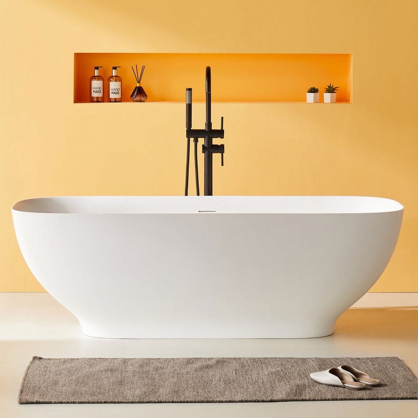 ABRUZZO 63'' x 30'' Freestanding Bathtub, Oval Shaped Stone Resin